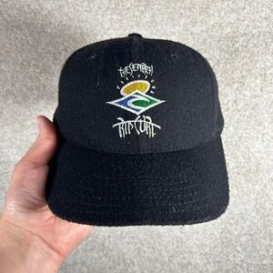 Vintage 90s Rip Curl Australia black wool surf SnapBack hat cap
